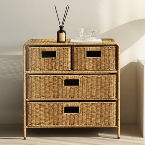 네이쳐리빙 VER.2 데이지가든 라탄 와이드 모듈선반 수납장