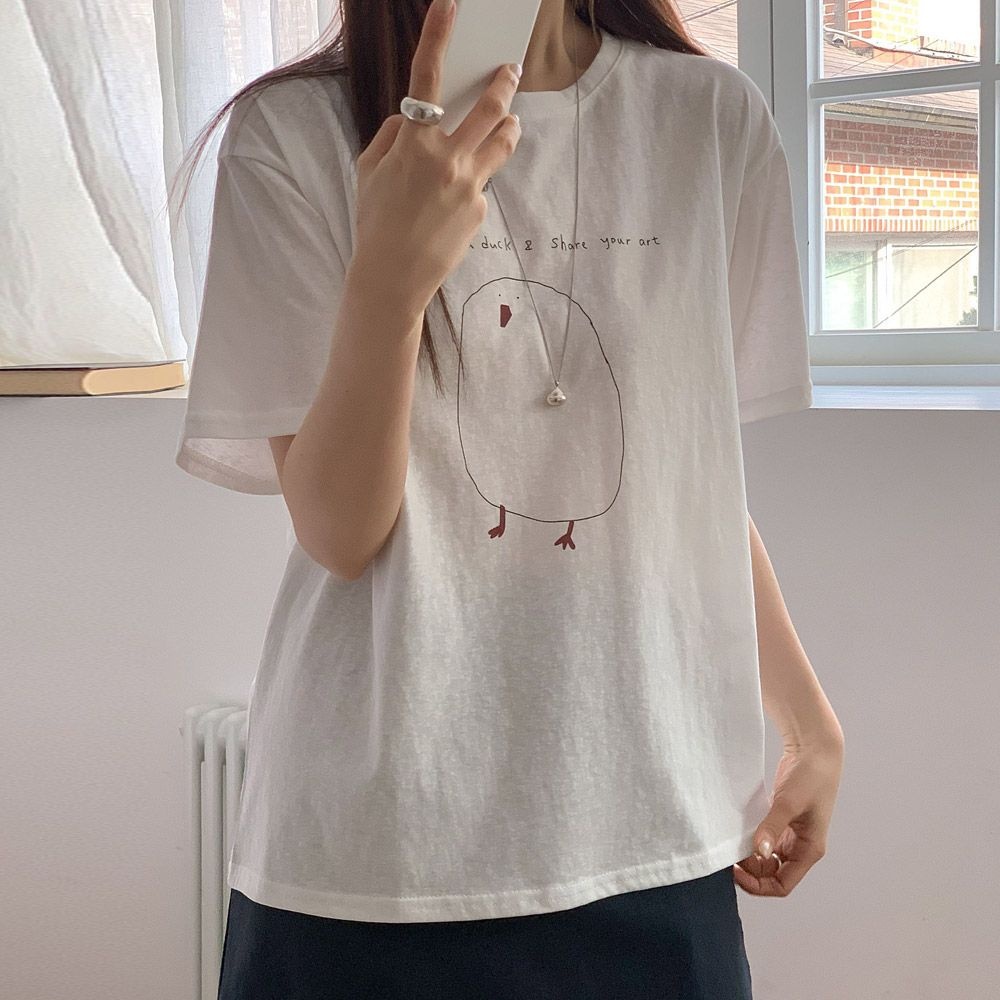 빅사이즈 606 아트참새라운드티셔츠 DTCY018 50715150