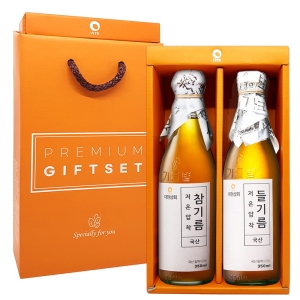 대현상회 저온압착 국산 참기름 들기름 180ml 2병 선물세트_이미지