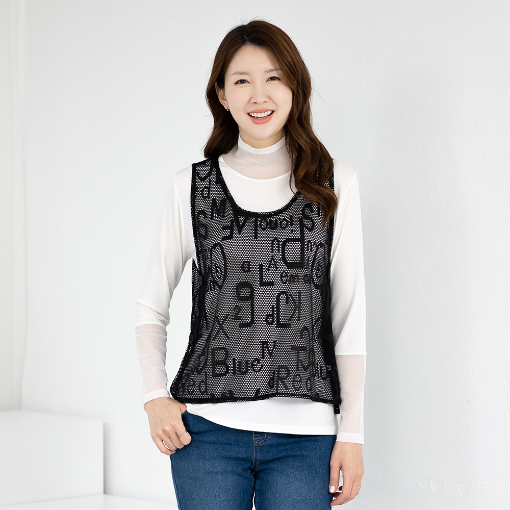  모슬린 엄마옷 엄마옷 조끼 라운드 펀칭 603HJK019 중년여성/50대/60대/70대/빅사이즈/할머니옷/마담