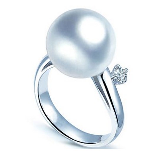 프린세스 크루즈 화이트골드 다이아몬드 남양진주 반지_이미지
