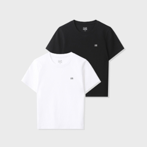 코드그라피 2PACK 우먼 스몰 스퀘어 로고 반소매 티셔츠 화이트블랙 CBFAWTS100ZZ_이미지