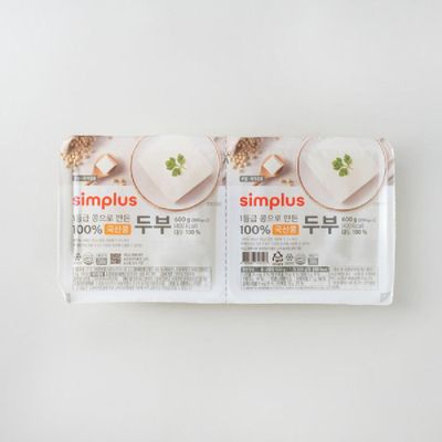 홈플러스 simplus 1등급 콩으로 만든 100% 국산콩 두부 300g (2개)_이미지