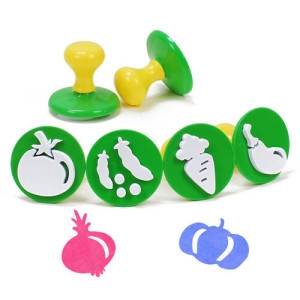 Diome 라인스탬프 야채모양 6종 세트 스탬프 미술놀이 교육 매트 어린이스탬프 미술 mbje