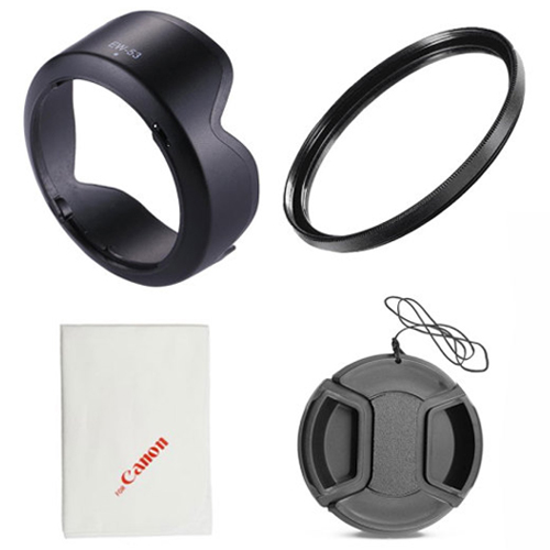  플레이 캐논 EW-53 호환 렌즈후드 + UV 필터 + 렌즈캡 + 포켓융