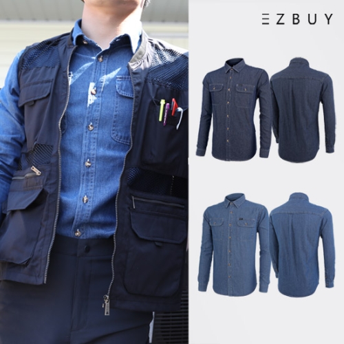  이지바이 테스 남성 순면 작업복 청남방 (B22LT009M)