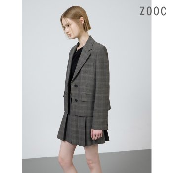ZOOC 벨티드 체크 플리츠 미니 스커트 BR_Z251MSD007_이미지