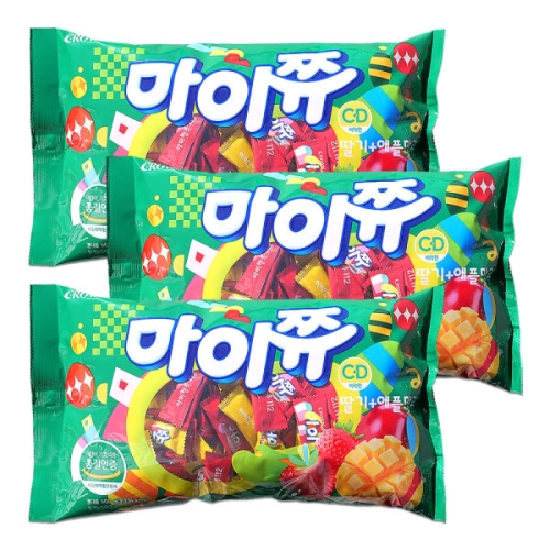 크라운제과 마이쮸 딸기 애플망고 800g (3개)_이미지