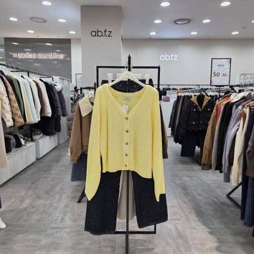 Ab.f.z AFA1HY54/깊게 파인 브이넥 루즈핏 숏 가디건-IC_이미지