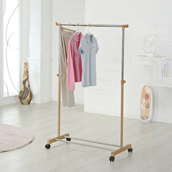 웰라이프 프리미엄 이동형행거 1단 우드_이미지