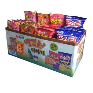 미니믹스 과자선물세트(꿀꽈배기 6개 + 새우깡 6개 + 자갈치 6개 + 포스틱 6개)