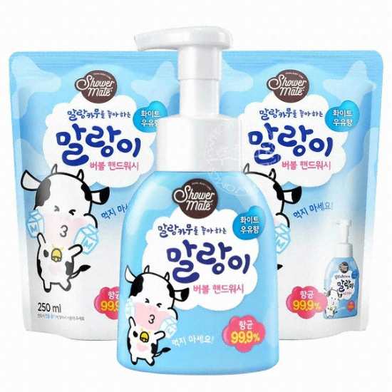 말랑이 버블 핸드워시 화이트우유향 300ml+리필 250ml