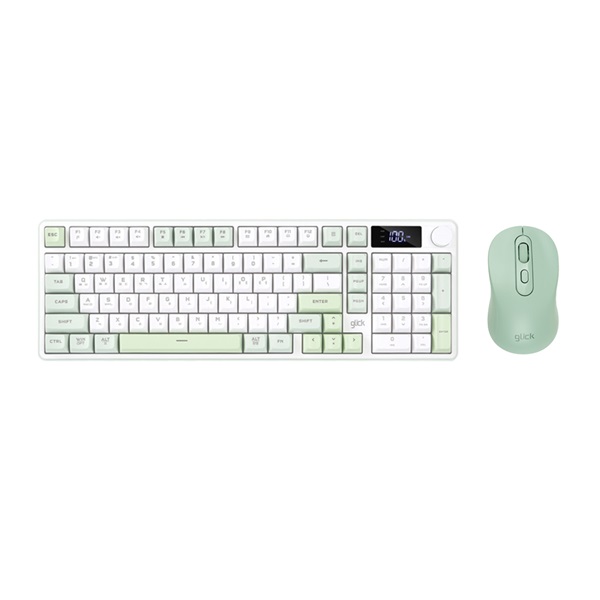 지클릭커 OFFICEPRO WMK90 사일런스 M LCD 98 무선 키보드 마우스 세트 (Greenwich)_이미지