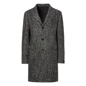 라움 TAGLIATORE 블랙 패턴 울혼방 하프코트_RACO3FTT1BK