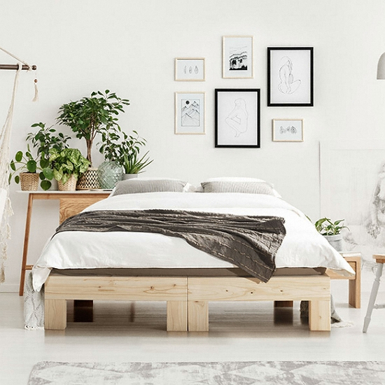 동서가구 루니 편백나무 통원목 침대 Q (독립스프링)_이미지