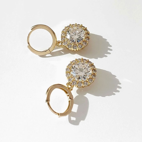 에버링 18K 원터치링+도금 1.2캐럿 모이사나이트 샹들리에 귀걸이_EMOH8502