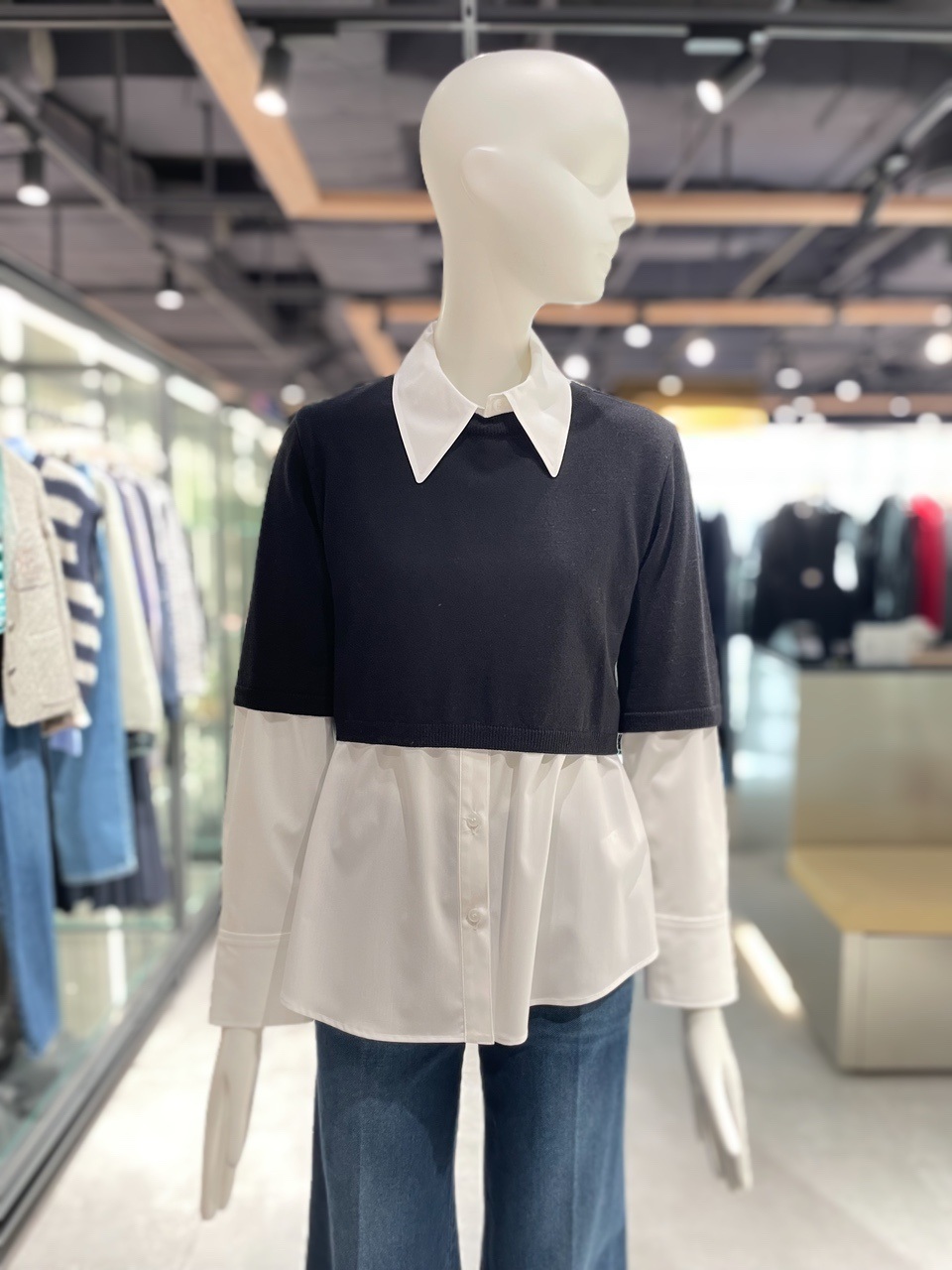 대현 쥬크 니트 레이어드 블라우스 Z224MSC027