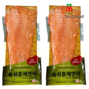 먹기 편하게 슬라이스 된 노말 훈제연어 숙성700g+700g