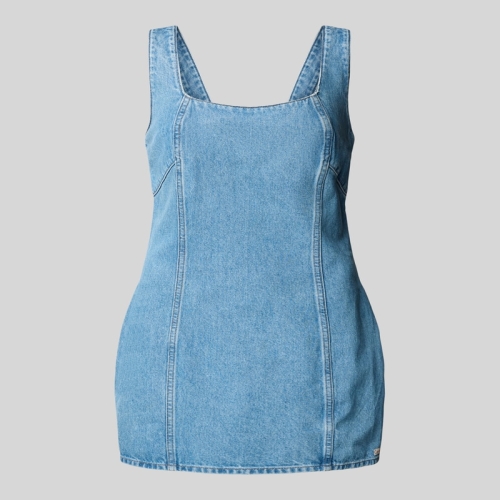 캘빈클라인 CK 라운드넥 데님 원피스 블루 바캉스 개화기 LV047C714G