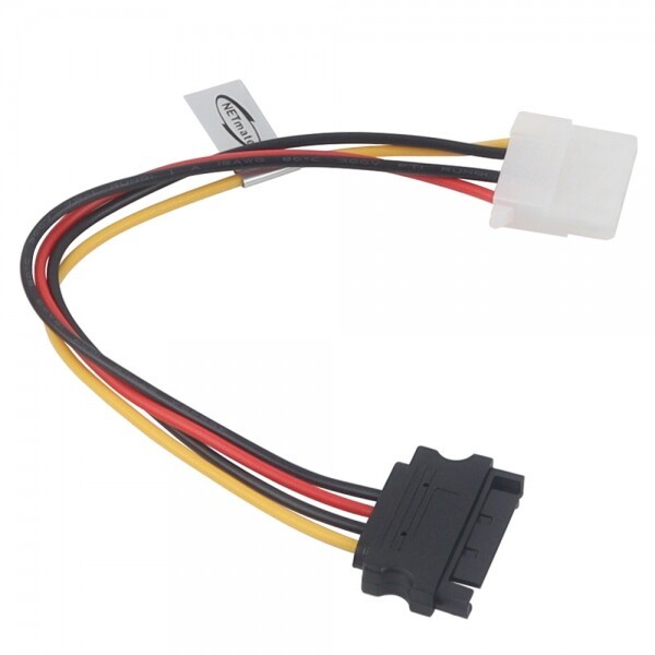 강원전자 NETmate NM-SAT04 SATA 15핀 to IDE 4핀 케이블 (0.2m)