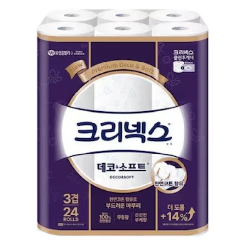 크리넥스 데코 앤 소프트 35m (24롤)이미지입니다. 누르면 해당 게시물로 새창이동합니다.