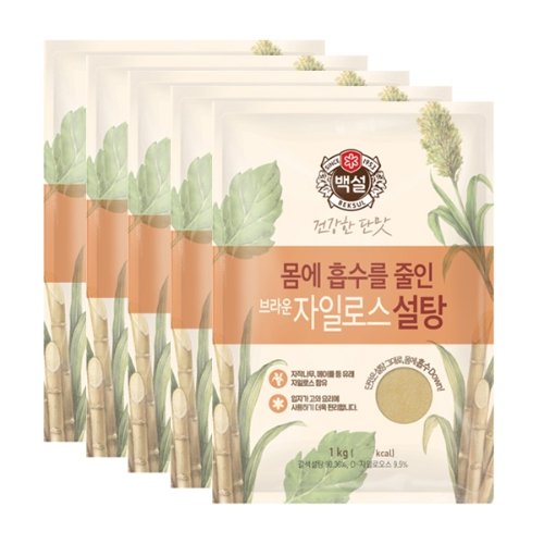 CJ제일제당 백설 브라운 자일로스 설탕 1kg (5개)
