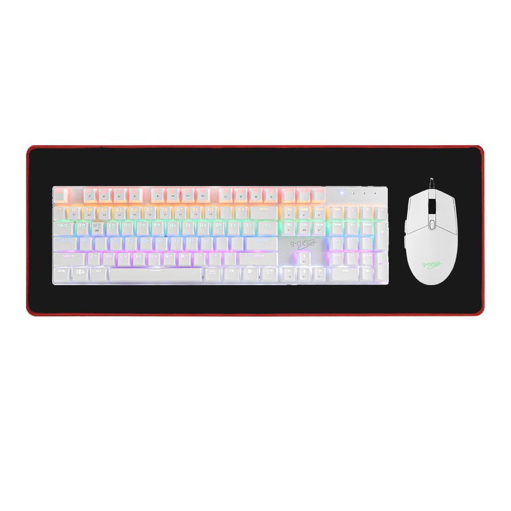 지클릭커 슈퍼히어로 GMK-510X 기계식 키보드 마우스 장패드 세트 (화이트)_이미지