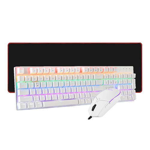 지클릭커 슈퍼히어로 GMK-510X 기계식 키보드 마우스 장패드 세트 (화이트)_이미지