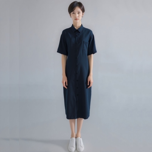 모라도 24년 봄 여름 중년 여성 모노 나염 라운드 반팔 끈 원피스RNM8OP400H-CC_이미지