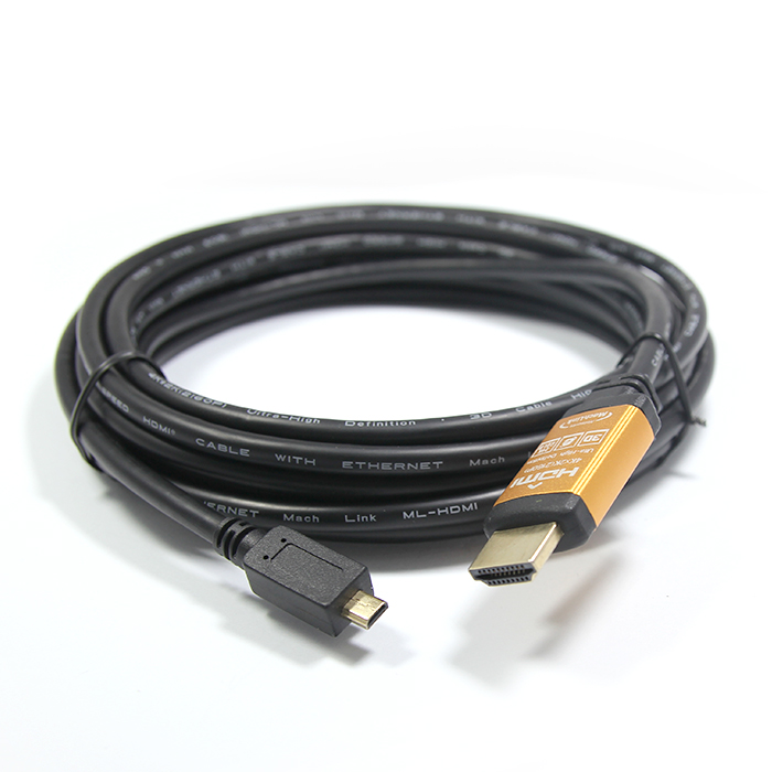 마하링크 Ultra HDMI to Micro HDMI Ver2.0 골드 케이블 (ML-H2C050, 5m)_이미지