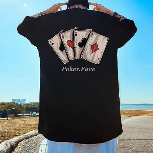 리빌모아 남자 기본 포커 카드 뒷면 프린팅 반팔티 티셔츠 DMS-TSH-SCC842_이미지