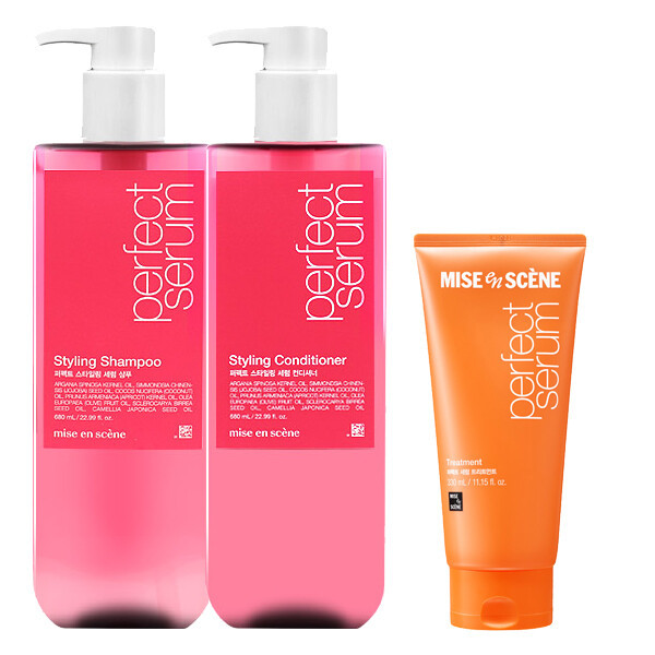 퍼펙트 스타일링 세럼 샴푸 680ml+컨디셔너 680ml+트리트먼트 330ml 3종세트