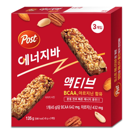 동서식품 포스트 에너지바 액티브 3개입 135g (2개)