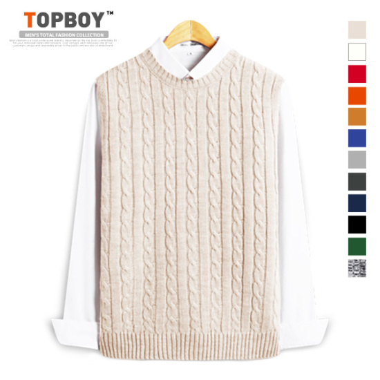 탑보이 심플 꽈배기 라운드넥 니트 조끼 DO028이미지입니다. 누르면 해당 게시물로 새창이동합니다.