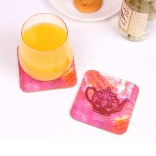 코르크 컵받침 Pink Taepot (4P)