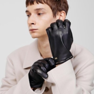 LF 닥스 양가죽 DAKS로고 스마트폰터치 장갑_DCGV3F120BK