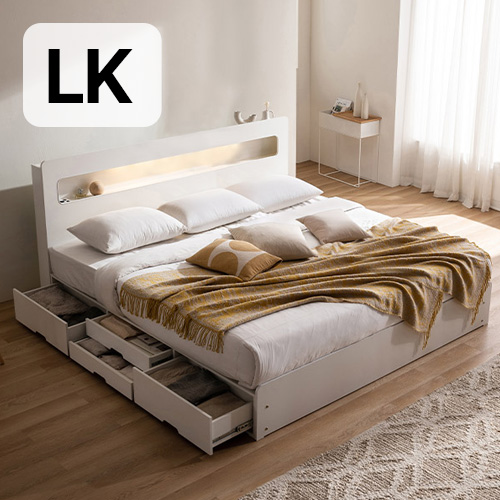 삼익가구 레이즈 4단 수납 LED침대 LK
