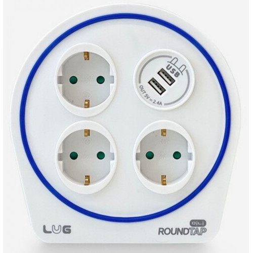 3구 USB 미니 라운드탭 캠핑릴선 라이트화이트