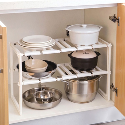 길이조절 싱크대 하부장 수납 2단 선반