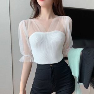 여성 30대 20대 클럽 하객룩 시스루 블라우스 탑 10758098_이미지