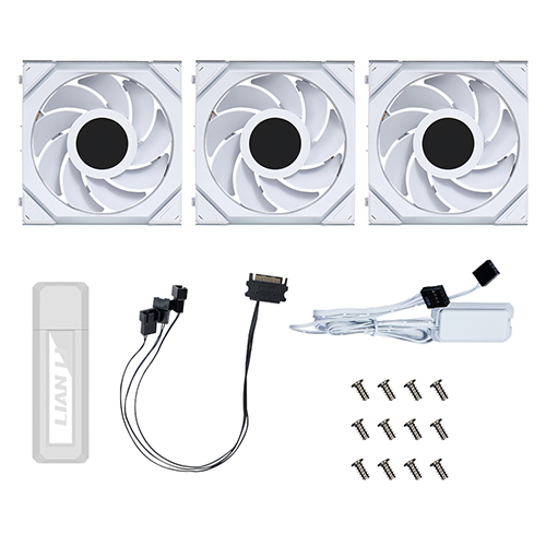 리안리 UNI FAN SL Wireless LCD 120 리버스 (3팩, 화이트)_이미지