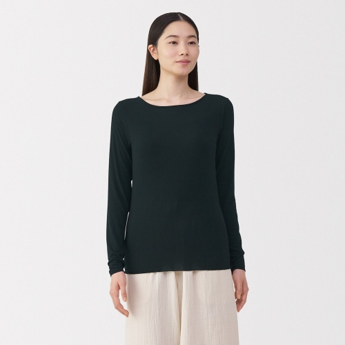 MUJI 여성 시어 크루넥 긴소매 티셔츠 FCD37A5A