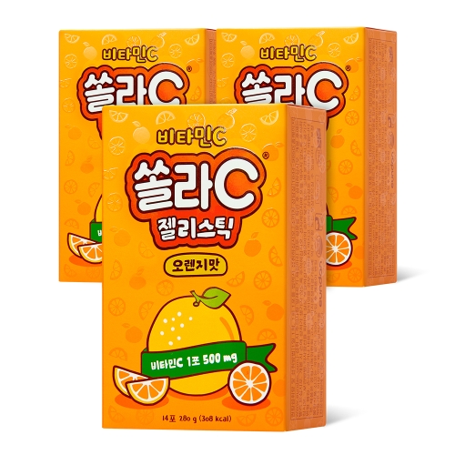  고려은단 비타민C 쏠라C 젤리스틱 오렌지맛 14포 [3개]