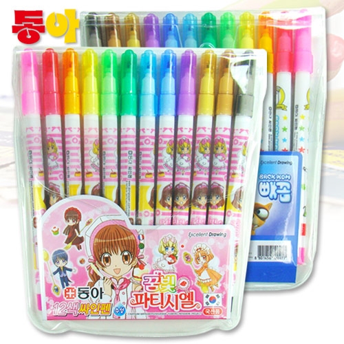 동아싸인펜 12색 핑크/12색싸인펜/동아사인펜/수성싸인펜/사인펜/싸인팬/학용품/미술/준비 싸인펜