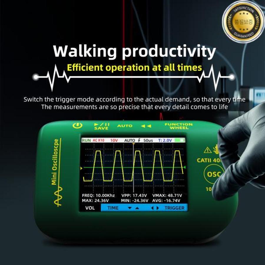 로스코프 미니 휴대용 디지털 오실 10MHz 48MSas 2-in-1 신호 발생기 전자 수리 도구 그래픽 테스터 BSIDE O