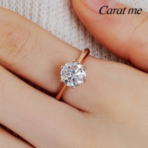 14K 골드 시뮬럿다이아 여성용 2캐럿 데일리 모이사나이트 반지 링 TOR1258