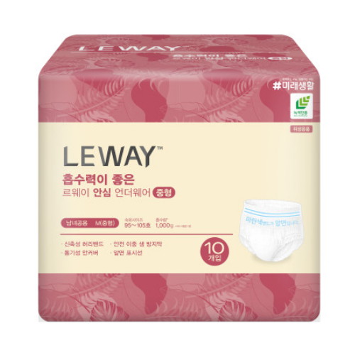 미래생활 르웨이 흡수력이 좋은 안심 언더웨어 중형 10개 (8팩(80개))