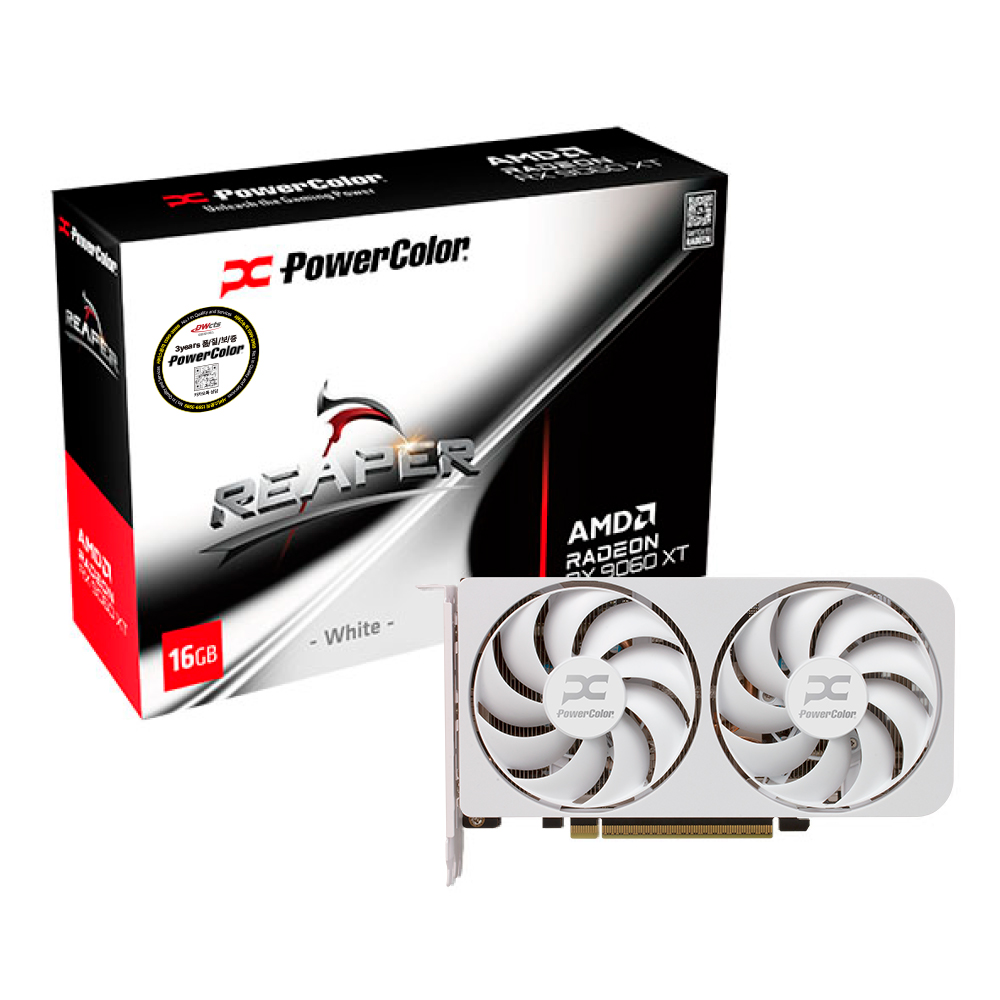 PowerColor 라데온 RX 9060 XT Reaper White D6 16GB 대원씨티에스_이미지