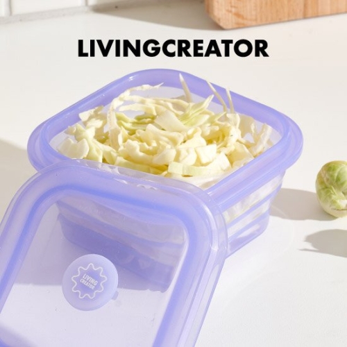 리빙크리에이터 푸쉬락 지켜락 접이식 실리콘 용기 1.2L_이미지