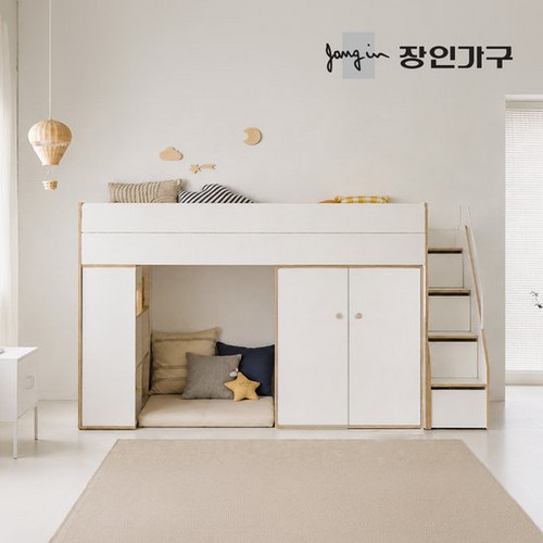 도담 어린이 높은 수납 벙커침대 SS+책장+옷장형